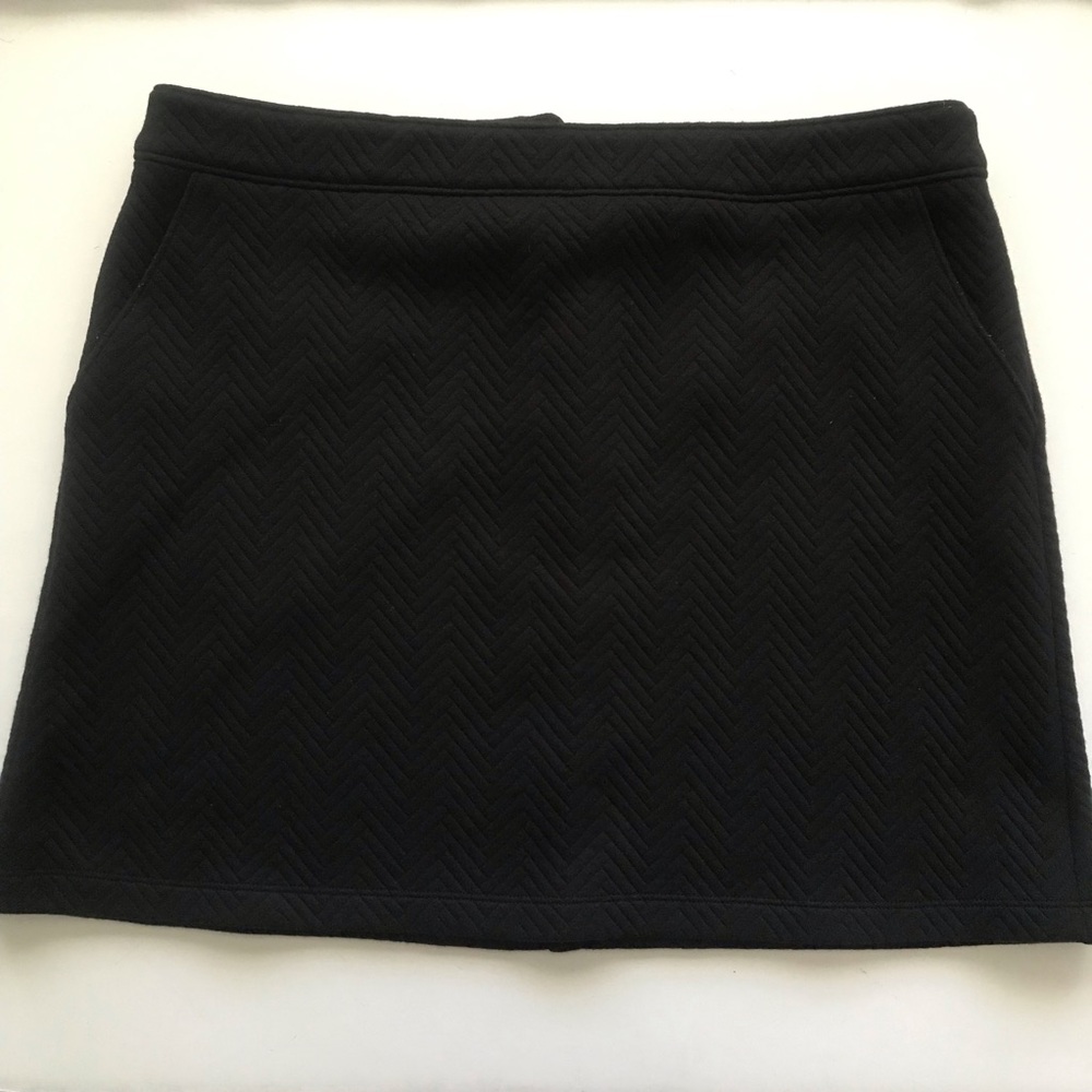 LOFT Black Chevron Textured Mini Skirt